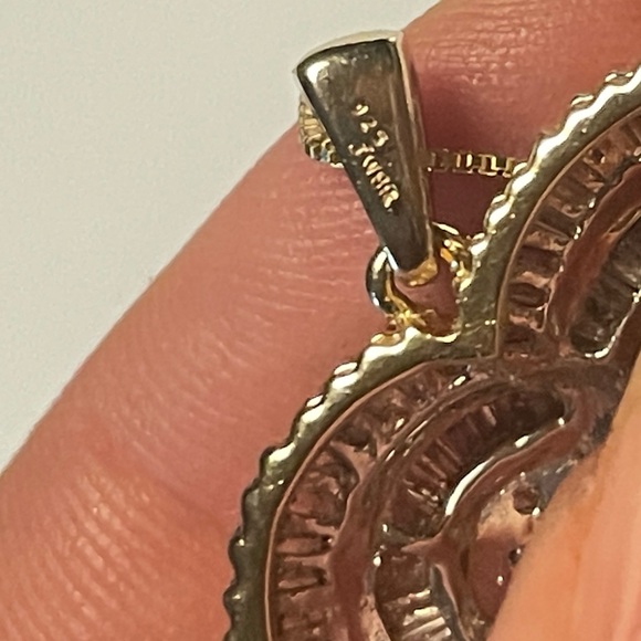 Natural Diamond Heart Pendant in Sterling Silver Setting Gold Brilliant Baguette - Picture 3 of 6